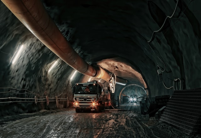 lorry in mining tunnel